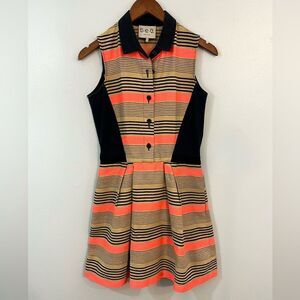 Striped Collared Sleeveless Shirtdress Casual Dress